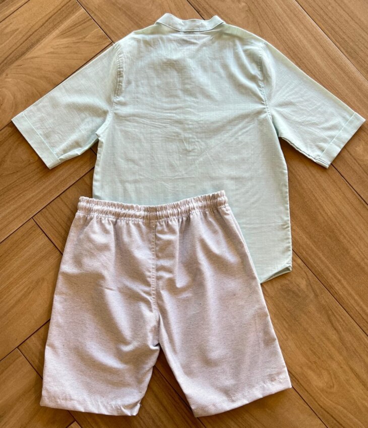 fernandaramoskids com br Conjunto Masculino Camisa Verde Claro e Bermuda 2