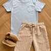 Conjunto Masculino Camiseta Azul Bebê e Bermuda Listrada Fernanda Ramos Kids
