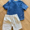 fernandaramoskids com br Conjunto Masculino Camiseta Azul e Bermuda com Botão Fake 1