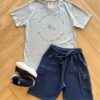 Conjunto Masculino Camiseta Cinza e Bermuda Azul Fernanda Ramos Kids