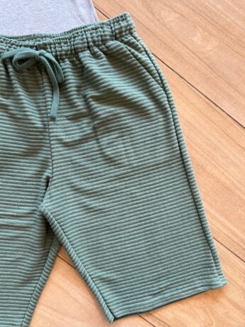 fernandaramoskids com br Conjunto Masculino Camiseta com Botões e Bermuda Verde1