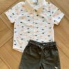 Conjunto Masculino Camiseta Dino e Bermuda Verde Musgo Fernanda ramos kids