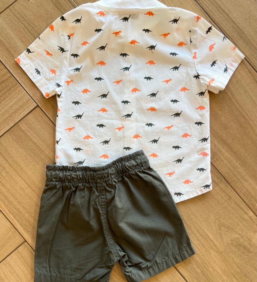 fernandaramoskids com br Conjunto Masculino Camiseta Dino e Bermuda Verde Musgo 3