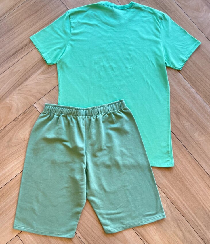 Conjunto Masculino Camiseta Dinosaur Adventure e Bermuda Verde Fernanda Ramos Kids