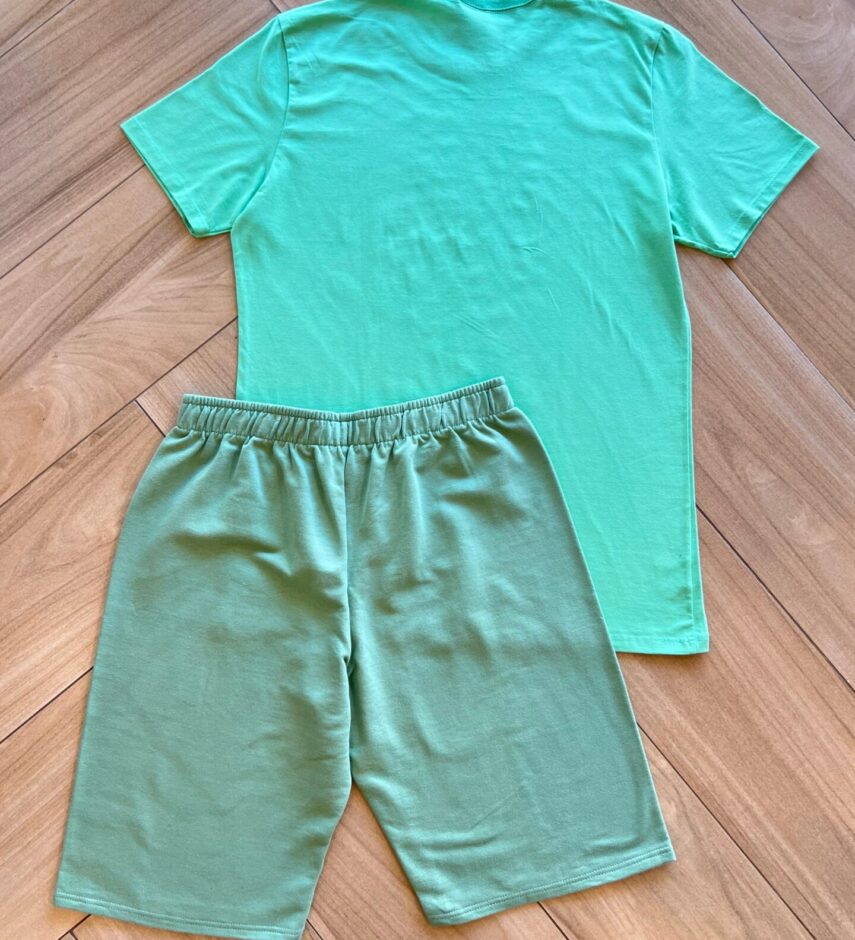 Conjunto Masculino Camiseta Dinosaur Adventure e Bermuda Verde Fernanda Ramos Kids