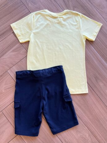 fernandaramoskids com br Conjunto Masculino Camiseta Do Not Stop e Bermuda Azul2