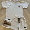 Conjunto Masculino Camiseta e Bermuda Caqui Texturizado Fernanda Ramos Kids
