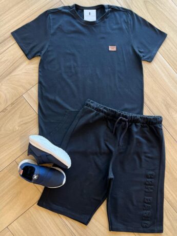 Conjunto Masculino Camiseta e Bermuda com Cordão Preto Fernanda Ramos Kids