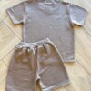 fernandaramoskids com br Conjunto Masculino Camiseta e Bermuda Marrom com Pochete2
