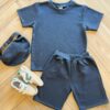 Conjunto Masculino Camiseta e Bermuda Preta com Pochete Fernanda Ramos Kids