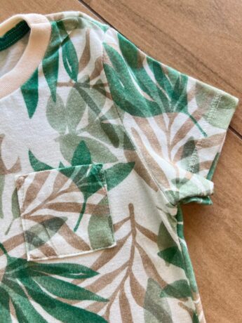 fernandaramoskids com br Conjunto Masculino Camiseta Folhas e Bermuda Verde 1