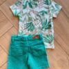 fernandaramoskids com br Conjunto Masculino Camiseta Folhas e Bermuda Verde 2