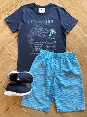 Conjunto Masculino Camiseta Legendary e Bermuda Estampada Fernanda Ramos Kids