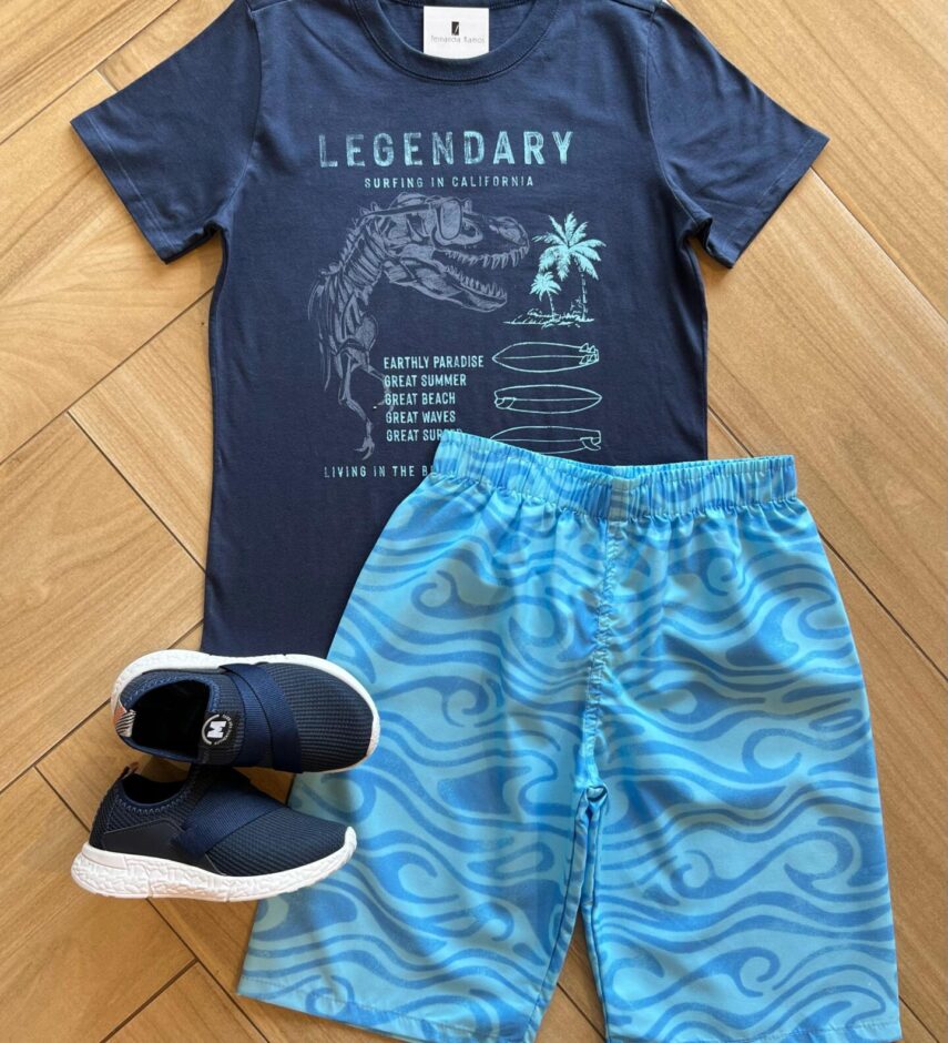 Conjunto Masculino Camiseta Legendary e Bermuda Estampada Fernanda Ramos Kids