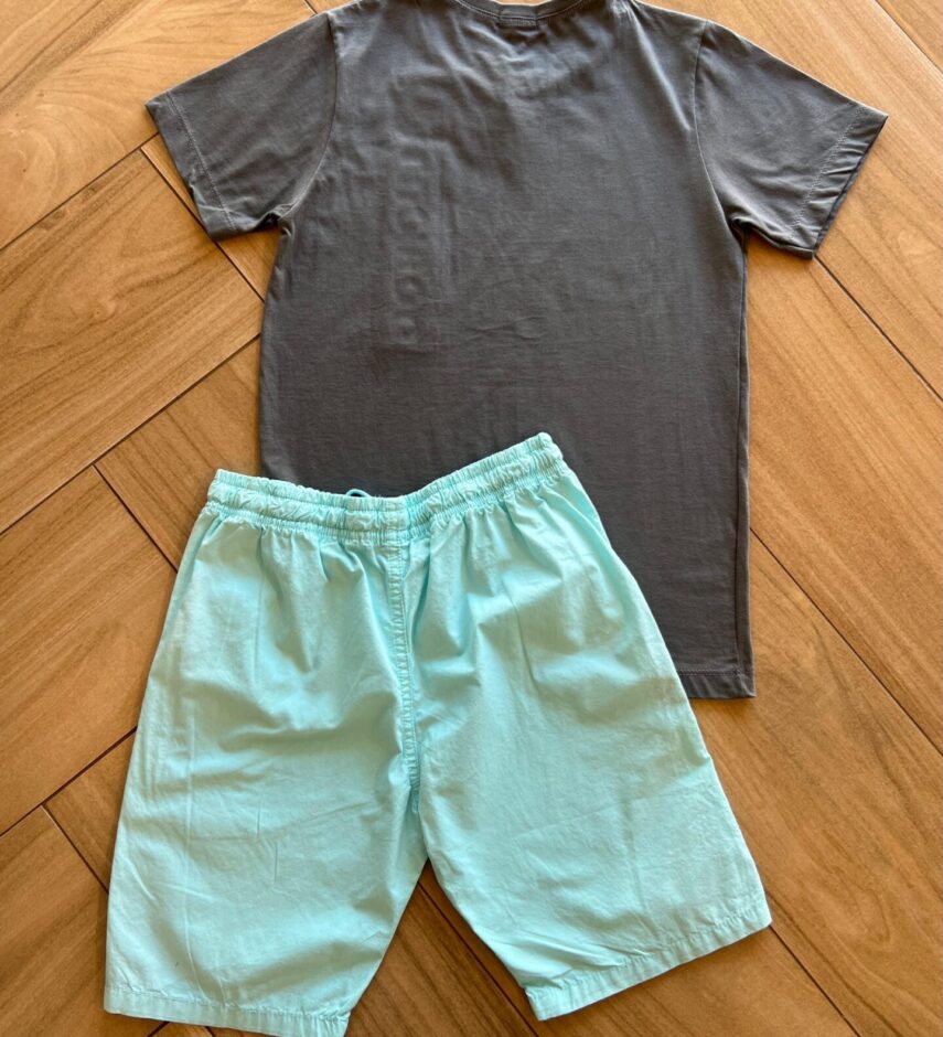 fernandaramoskids com br Conjunto Masculino Camiseta New e Bermuda Azul 1