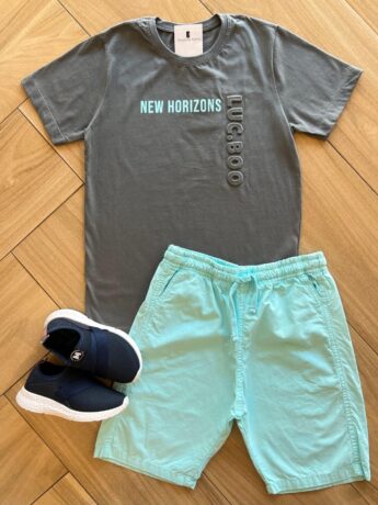 Conjunto Masculino Camiseta New e Bermuda Azul Fernanda ramos kids