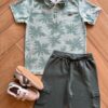 Conjunto Masculino Camiseta Palmeiras Verde e Bermuda Fernanda Ramos Kids