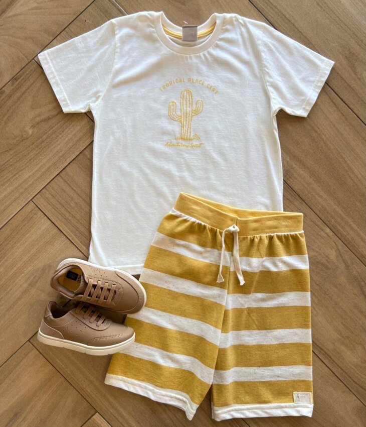 Conjunto Masculino Camiseta Tropical e Bermuda Fernanda ramos kids