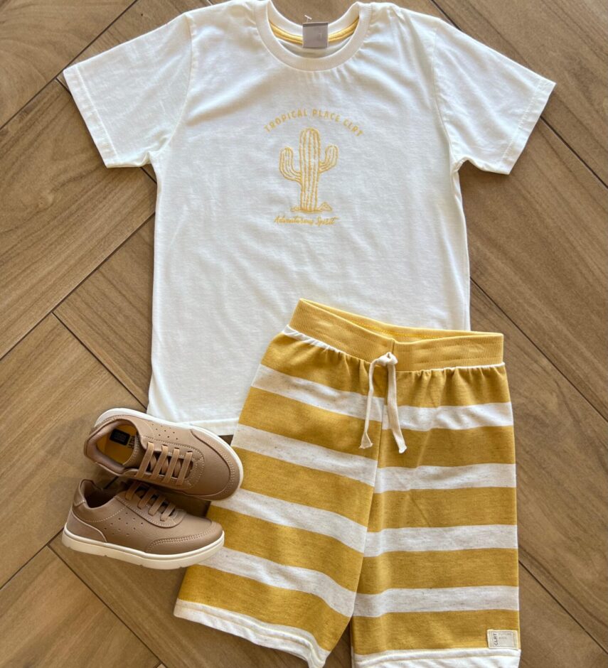 Conjunto Masculino Camiseta Tropical e Bermuda Fernanda ramos kids