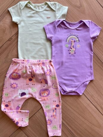 Kit 2 Body e 1 Calça Infantil Feminino Estampado Fernanda Ramos Kids