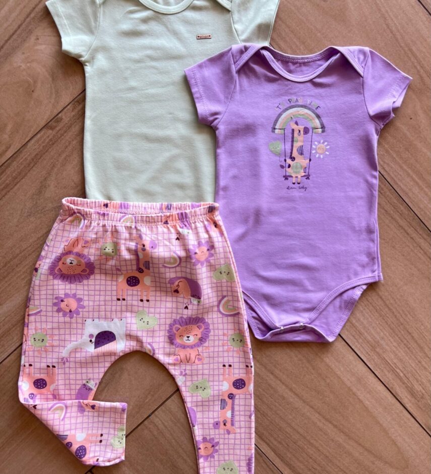 Kit 2 Body e 1 Calça Infantil Feminino Estampado Fernanda Ramos Kids