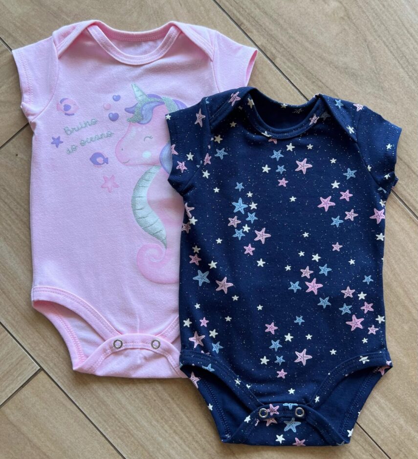 Kit 2 Body Infantil Feminino Manga Curta Estampados Fernanda Ramos Kids