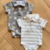 Kit 2 Body Polo Infantil Masculino com Manga Cinza Fernanda Ramos Kids