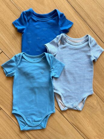 Kit 3 Body Infantil Masculino com Manga Azul Fernanda Ramos Kids