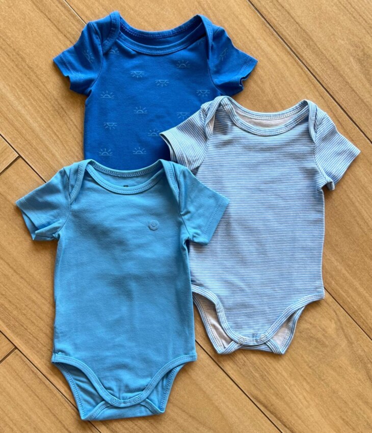 Kit 3 Body Infantil Masculino com Manga Azul Fernanda Ramos Kids