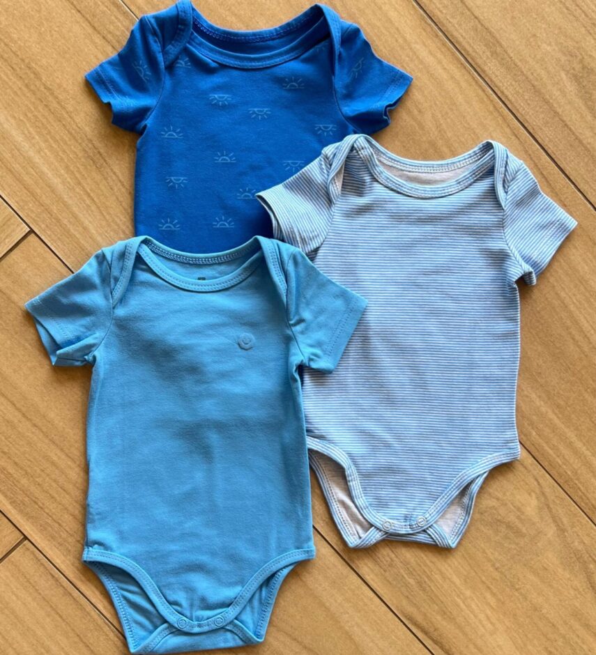 Kit 3 Body Infantil Masculino com Manga Azul Fernanda Ramos Kids