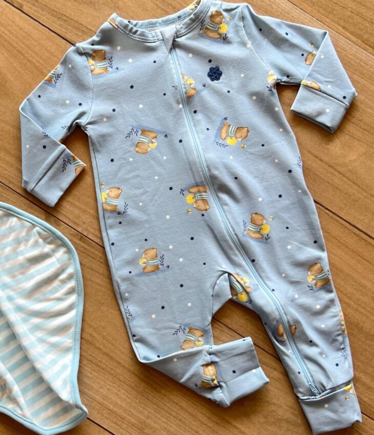 fernandaramoskids com br Macacão Infantil Masculino Manga Longa Estampado com Zíper Ursinho 1