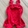 Macaquinho Infantil Feminino Detalhe na Alça e Flores Vermelho Fernanda Ramos Kids