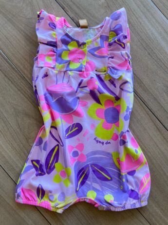 Macaquinho Infantil Feminino em Cotton Floral Rosa Fernanda Ramos Kids