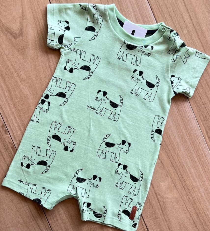 fernandaramoskids com br Macaquinho Infantil Masculino Manga Curta Dog Verde 1