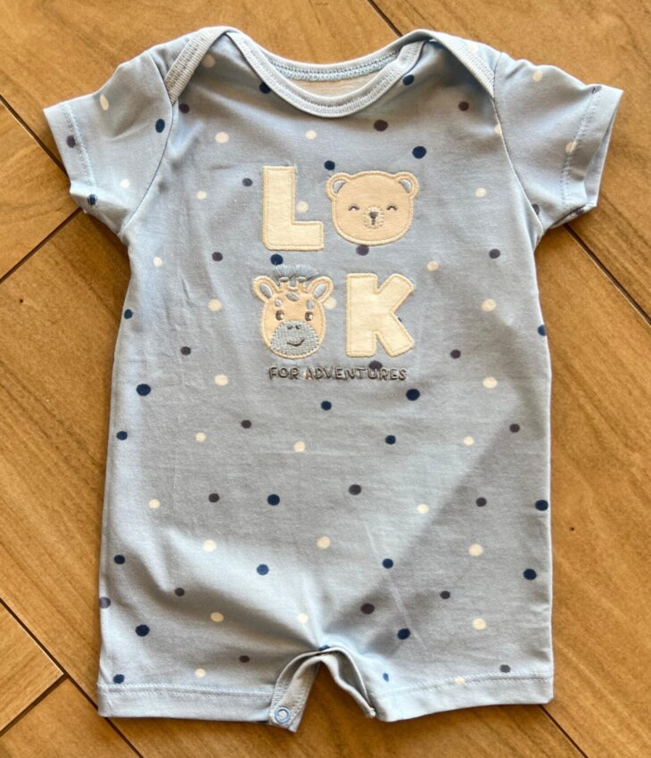 Macaquinho Infantil Masculino Meia Malha Look For Adventures Azul Fernanda Ramos Kids