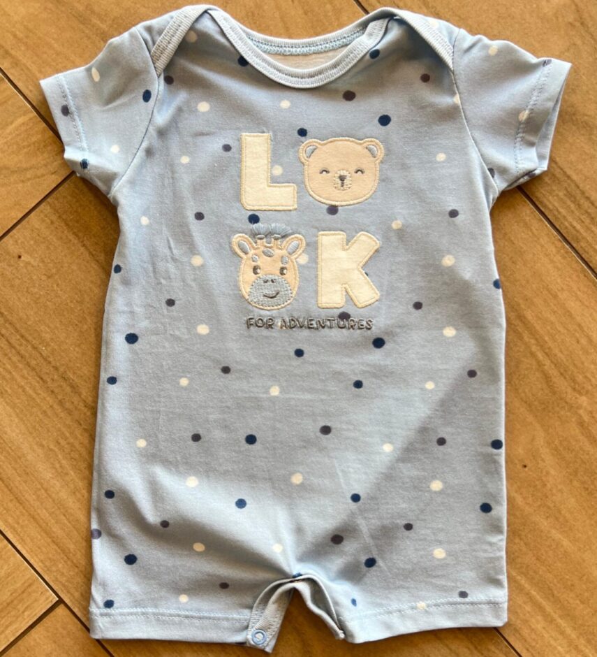 Macaquinho Infantil Masculino Meia Malha Look For Adventures Azul Fernanda Ramos Kids