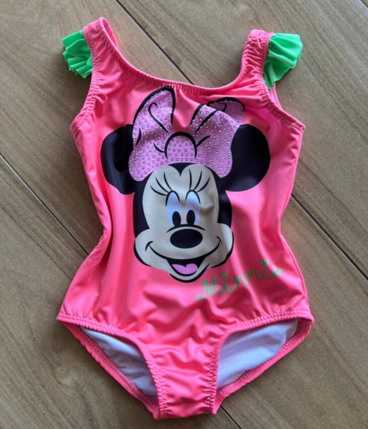Maiô Feminino Infantil Babado na Alça Minnie Pink Fernanda Ramos Kids