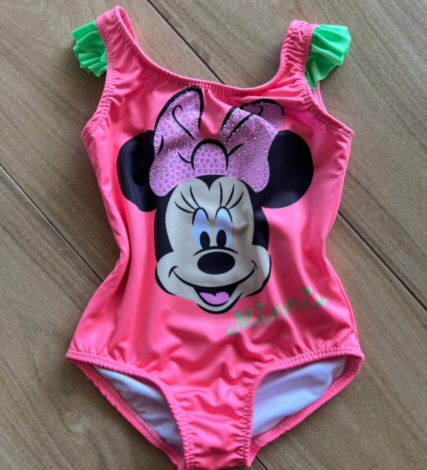 Maiô Feminino Infantil Babado na Alça Minnie Pink Fernanda Ramos Kids
