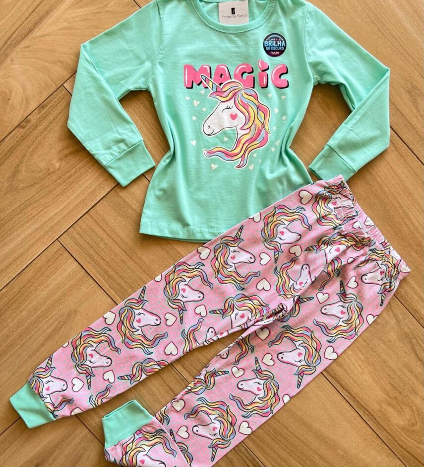 Pijama Infantil Feminino Blusa e Calça Unicórnio Fernanda Ramos Kids