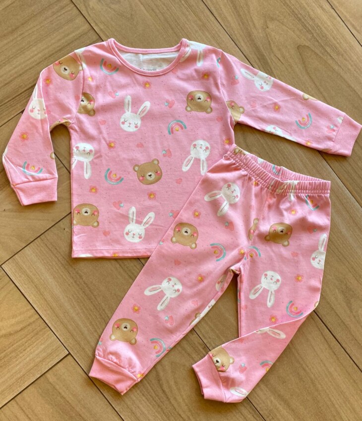 Pijama Infantil Feminino Blusa Manga Longa e Calça com Bichinhos Fernanda Ramos Kids