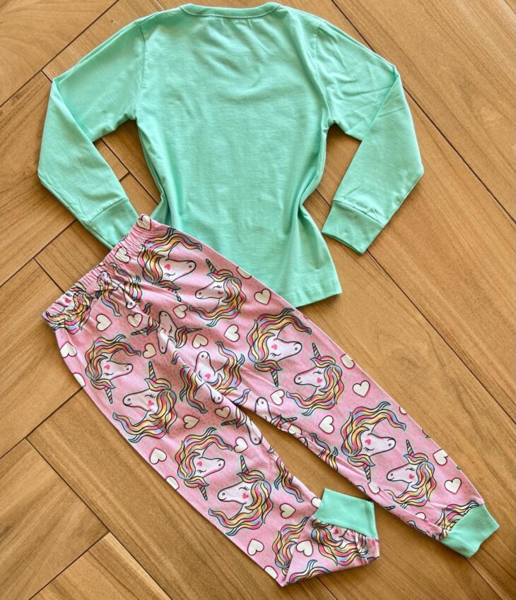 fernandaramoskids com br Pijama Infantil Feminino Blusa e Calça Unicórnio 1
