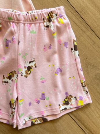 fernandaramoskids com br Pijama Infantil Feminino Blusa e Short Cachorrinho Rosa Nuvem1