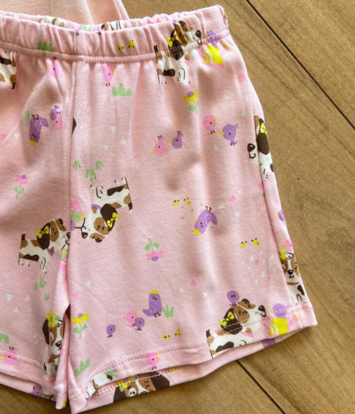 fernandaramoskids com br Pijama Infantil Feminino Blusa e Short Cachorrinho Rosa Nuvem1