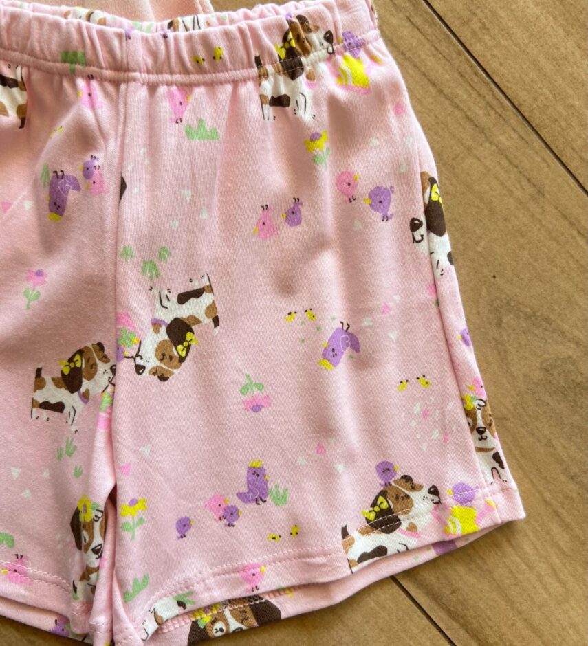 fernandaramoskids com br Pijama Infantil Feminino Blusa e Short Cachorrinho Rosa Nuvem1