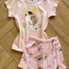 Pijama Infantil Feminino Blusa e Short Cachorrinho Rosa Nuvem Fernanda Ramos Kids