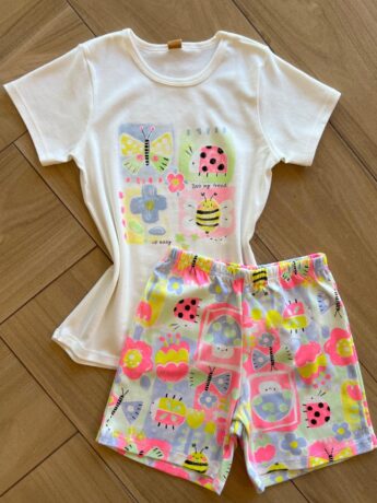 Pijama Infantil Feminino Blusa e Short Suede Joaninha Fernanda Ramos Kids