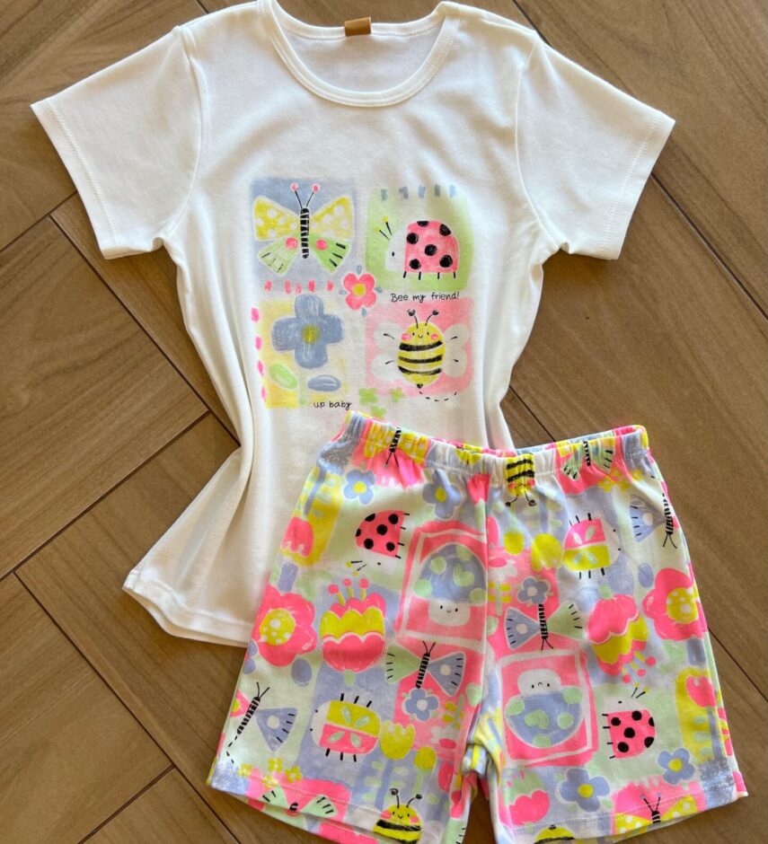 Pijama Infantil Feminino Blusa e Short Suede Joaninha Fernanda Ramos Kids