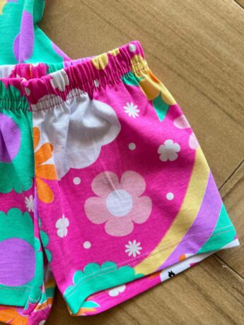 fernandaramoskids com br Pijama Infantil Feminino Rosa Blusa e Short Unicórnio Flor 1