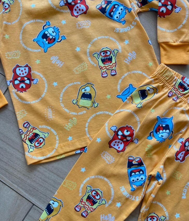 fernandaramoskids com br Pijama Infantil Masculino Blusa e Calça Estampa Monstrinhos 1