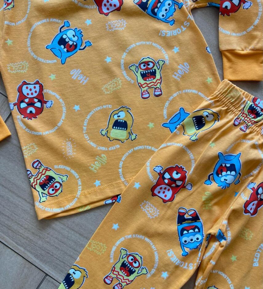 fernandaramoskids com br Pijama Infantil Masculino Blusa e Calça Estampa Monstrinhos 1